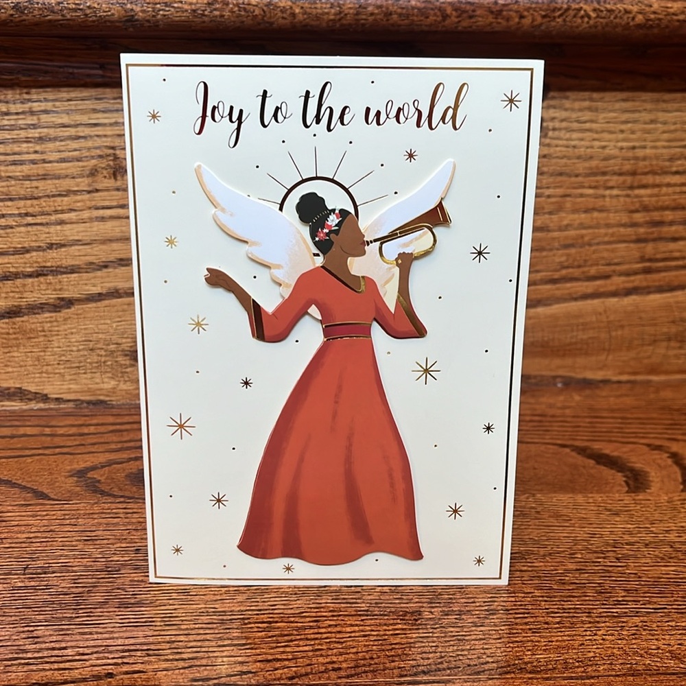 10 Molly & Rex Christmas Holiday Card African American Angel Blowing Trumpet